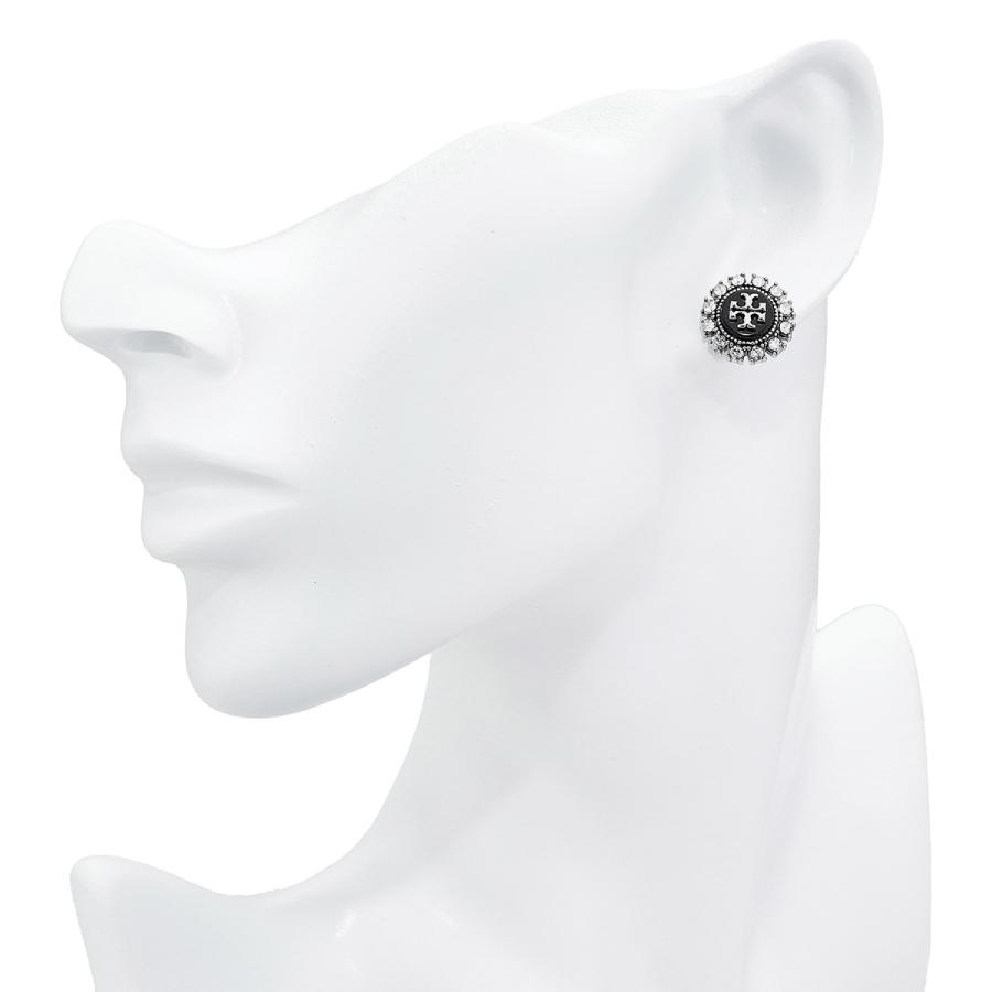 並行輸入 トリーバーチ ピアス TORY BURCH エナメル ロゴピアス 141920 961レディース シルバー 銀 ブラック 黒_5