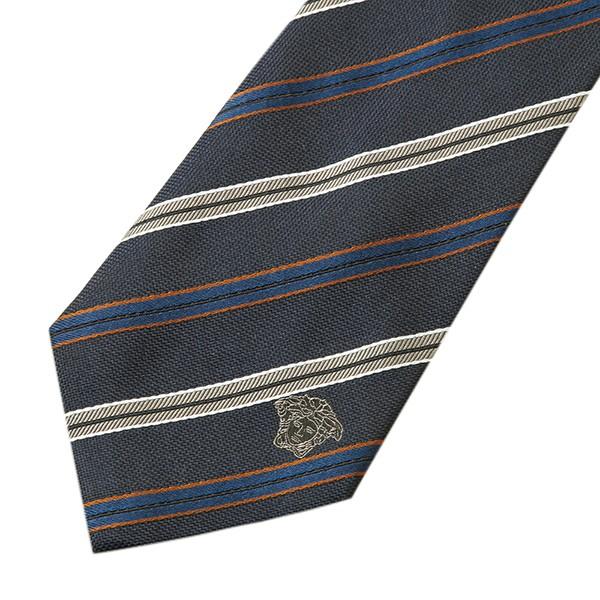 並行輸入 ヴェルサーチ ネクタイ SILK TIE 0680 0002 ネイビー/ブルー 青/グレー 爆買 | VERSACE | 01