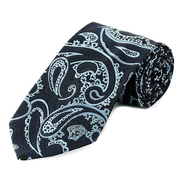 並行輸入 ヴェルサーチ ネクタイ TIE 0792 0001 ネイビー/ライトブルー系 爆買 | VERSACE