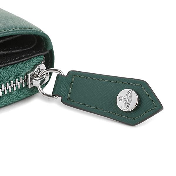 新品☆ヴィヴィアンウエストウッド☆キーリング付き ラウンドファスナー小銭入れ☆緑 ヴィヴィアンウエストウッドラウンドジップ折り畳み財布アップル