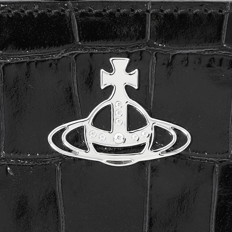 Vivienne Westwood ケース クロコ型押し ブラック Vivienne Westwood】クロコ型押し エナメルレザー三つ折り財布