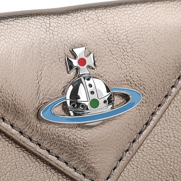 ヴィヴィアン　三つ折り財布 シルバーのロゴ かわいい！Vivienne Westwood 三つ折り財布 シルバーロゴ 楽天