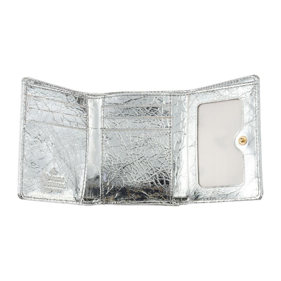 並行輸入 ヴィヴィアン ウエストウッド 3つ折り財布 Vivienne Westwood メタリック クリーシー レザー 5115002MW L00A7 Q401ユニセックス シルバー 銀 | Vivienne Westwood | 03
