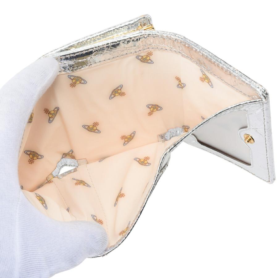 並行輸入 ヴィヴィアン ウエストウッド 3つ折り財布 Vivienne Westwood メタリック クリーシー レザー 5115002MW L00A7 Q401ユニセックス シルバー 銀 | Vivienne Westwood | 05