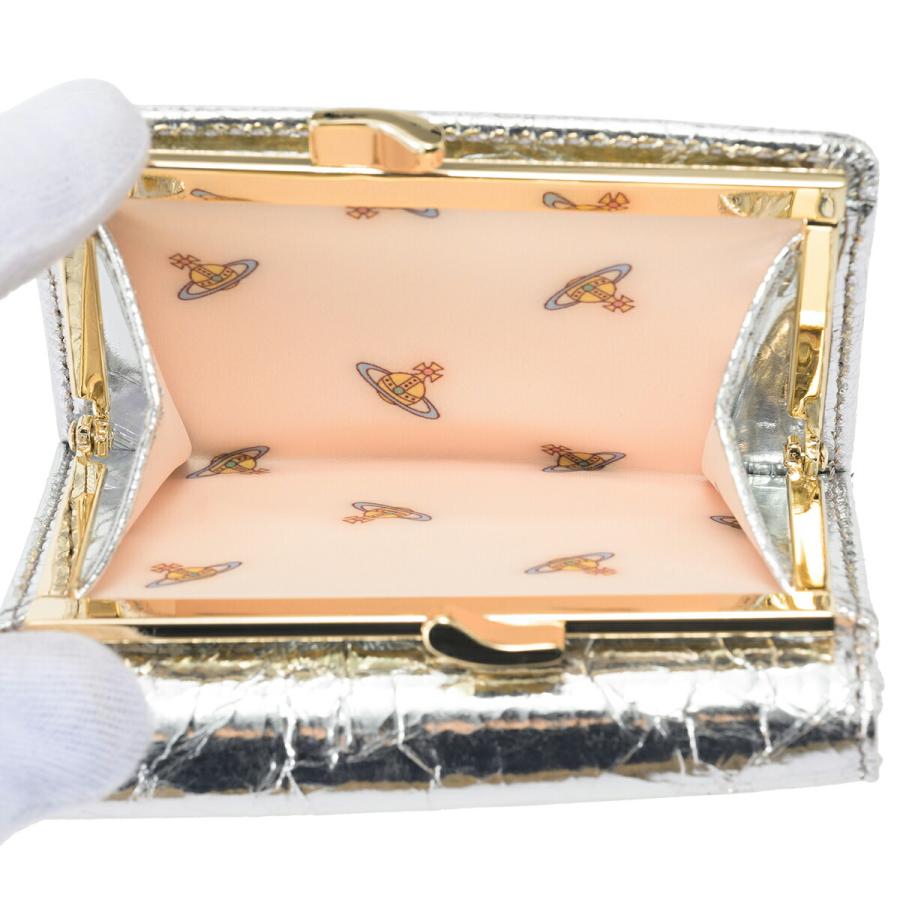 並行輸入 ヴィヴィアン ウエストウッド 3つ折り財布 Vivienne Westwood メタリック クリーシー レザー 5115002MW L00A7 Q401ユニセックス シルバー 銀 | Vivienne Westwood | 06