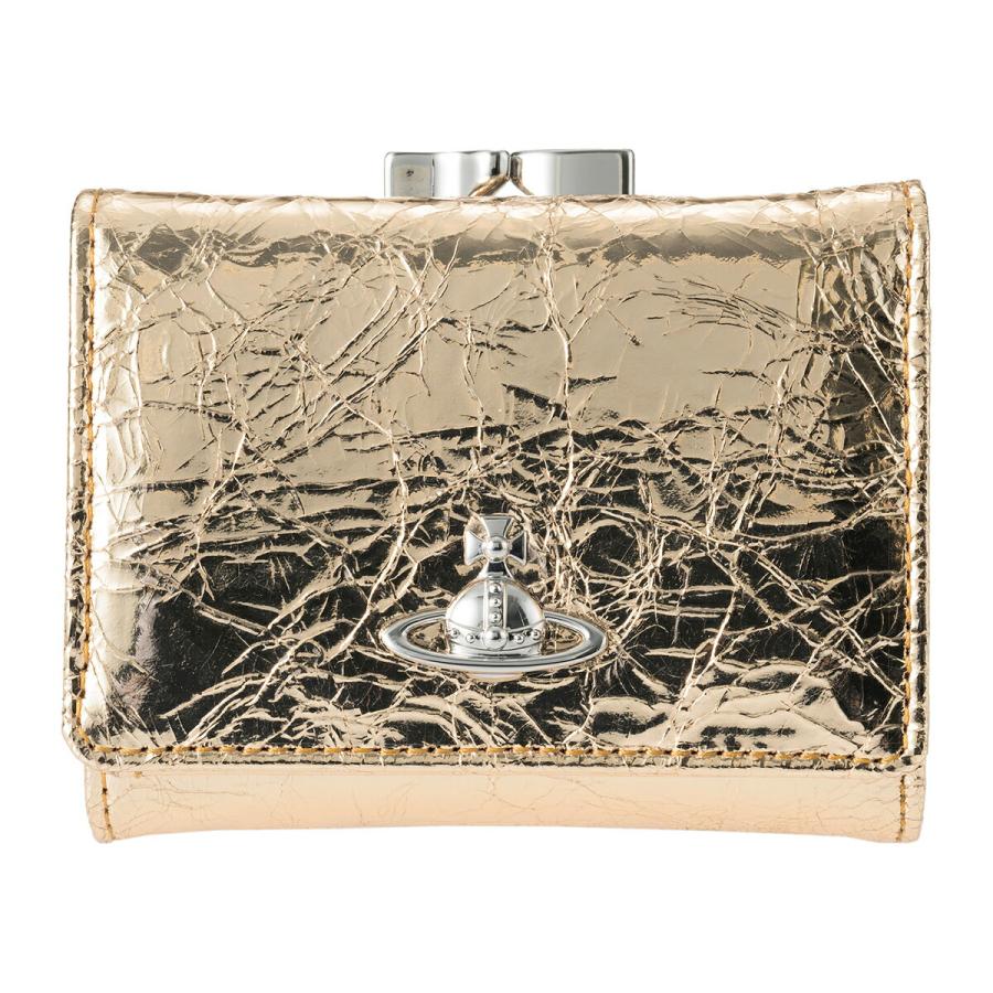 並行輸入 ヴィヴィアン ウエストウッド 3つ折り財布 Vivienne Westwood メタリック クリーシー レザー 5115002MW L00A7 R401ユニセックス ゴールド 金 | Vivienne Westwood