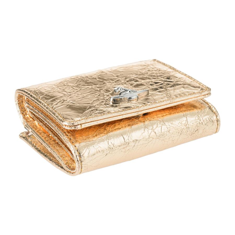 並行輸入 ヴィヴィアン ウエストウッド 3つ折り財布 Vivienne Westwood メタリック クリーシー レザー 5115002MW L00A7 R401ユニセックス ゴールド 金 | Vivienne Westwood | 02