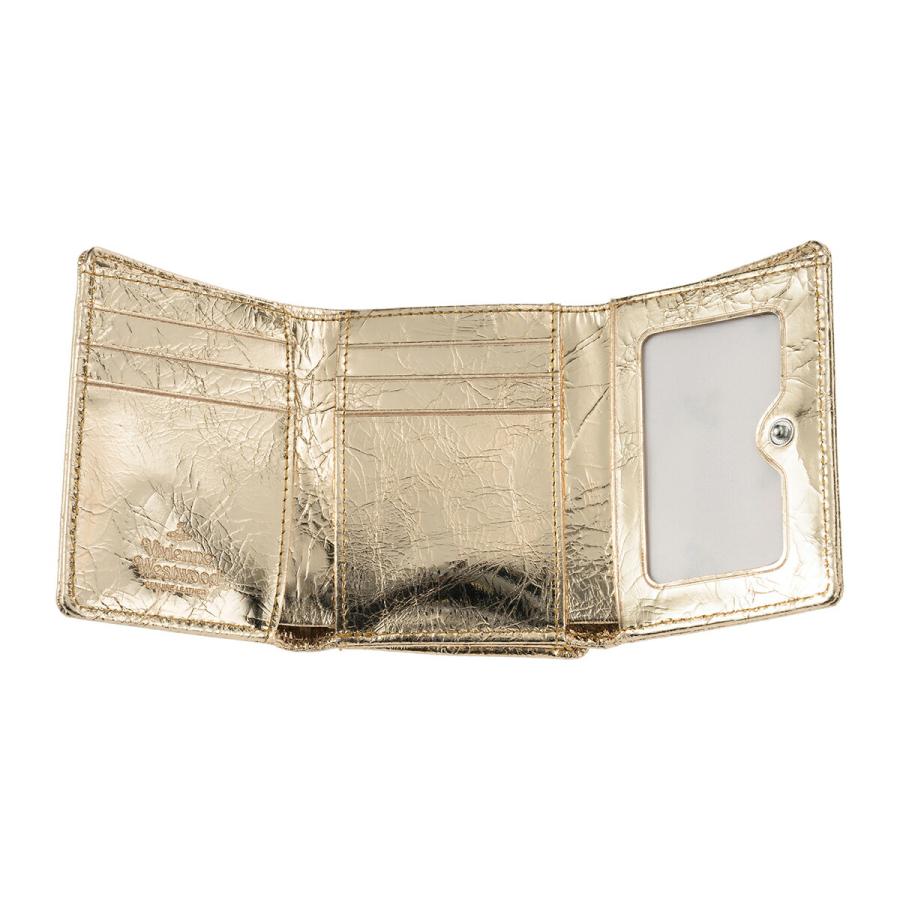 並行輸入 ヴィヴィアン ウエストウッド 3つ折り財布 Vivienne Westwood メタリック クリーシー レザー 5115002MW L00A7 R401ユニセックス ゴールド 金 | Vivienne Westwood | 03