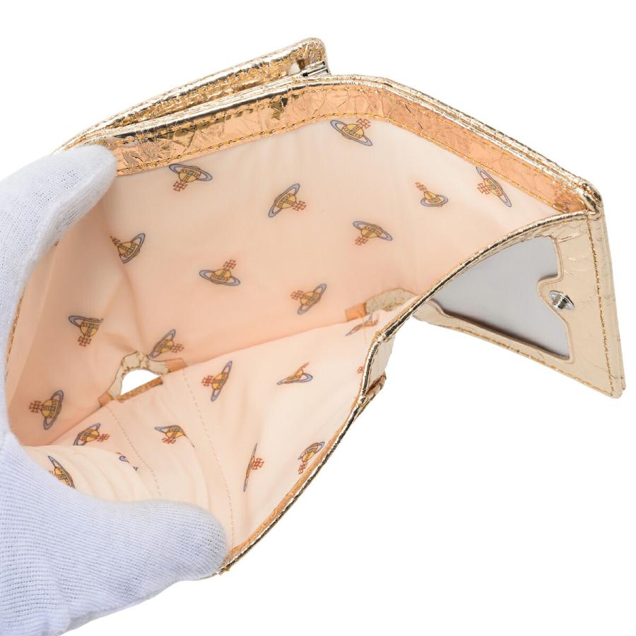 並行輸入 ヴィヴィアン ウエストウッド 3つ折り財布 Vivienne Westwood メタリック クリーシー レザー 5115002MW L00A7 R401ユニセックス ゴールド 金 | Vivienne Westwood | 05