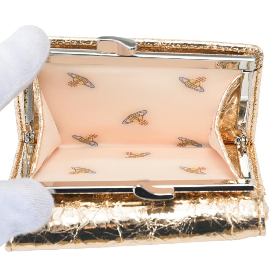 並行輸入 ヴィヴィアン ウエストウッド 3つ折り財布 Vivienne Westwood メタリック クリーシー レザー 5115002MW L00A7 R401ユニセックス ゴールド 金 | Vivienne Westwood | 06