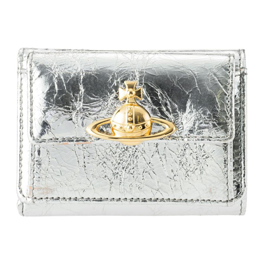 並行輸入 ヴィヴィアン ウエストウッド 3つ折り財布 Vivienne Westwood メタリック クリーシー レザー 5115002TW L00A7 Q401ユニセックス シルバー 銀 | Vivienne Westwood