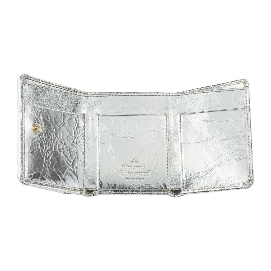 並行輸入 ヴィヴィアン ウエストウッド 3つ折り財布 Vivienne Westwood メタリック クリーシー レザー 5115002TW L00A7 Q401ユニセックス シルバー 銀 | Vivienne Westwood | 03
