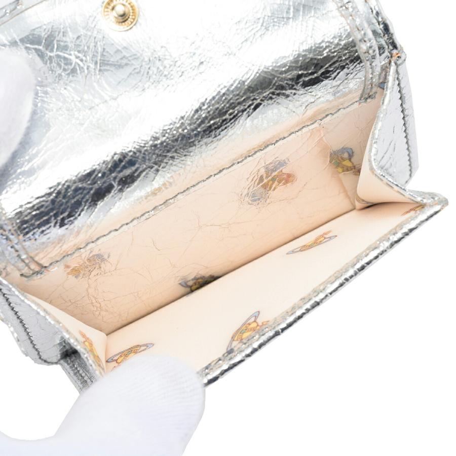 並行輸入 ヴィヴィアン ウエストウッド 3つ折り財布 Vivienne Westwood メタリック クリーシー レザー 5115002TW L00A7 Q401ユニセックス シルバー 銀 | Vivienne Westwood | 06