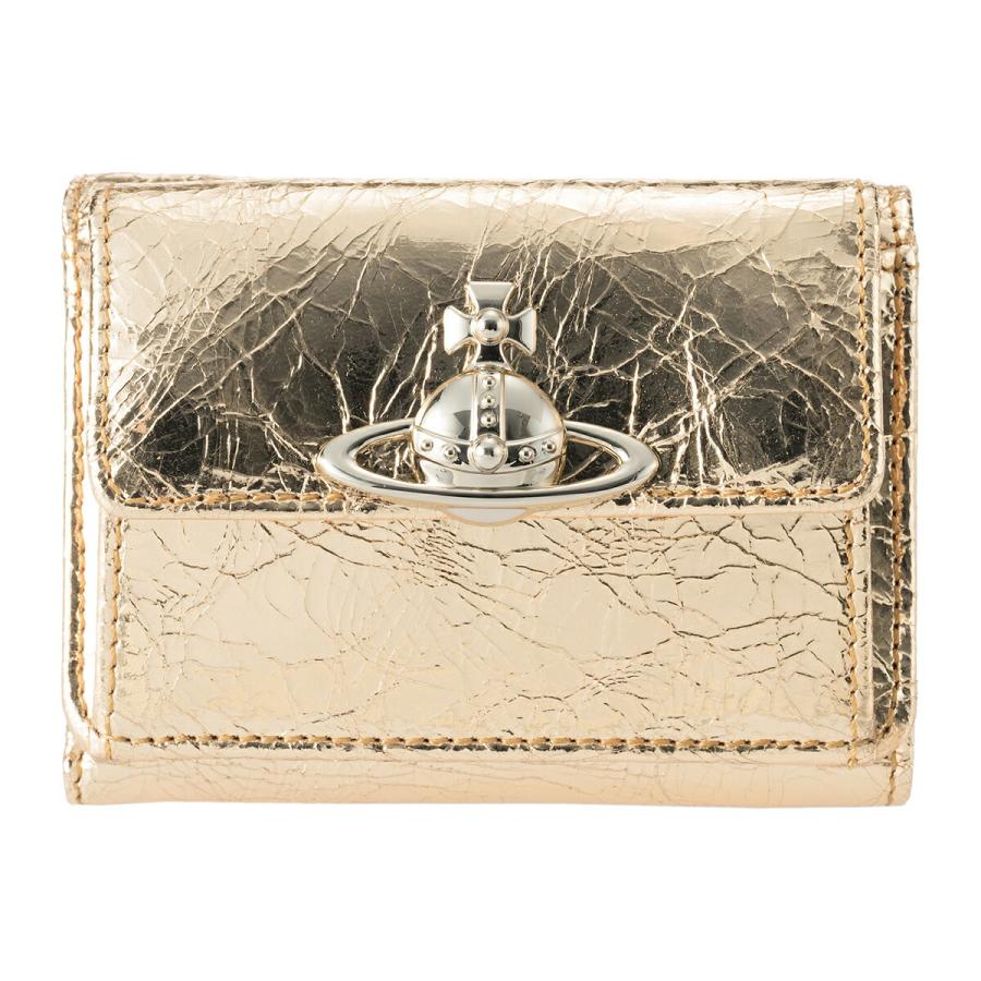 並行輸入 ヴィヴィアン ウエストウッド 3つ折り財布 Vivienne Westwood メタリック クリーシー レザー 5115002TW L00A7 R401ユニセックス ゴールド 金 | Vivienne Westwood