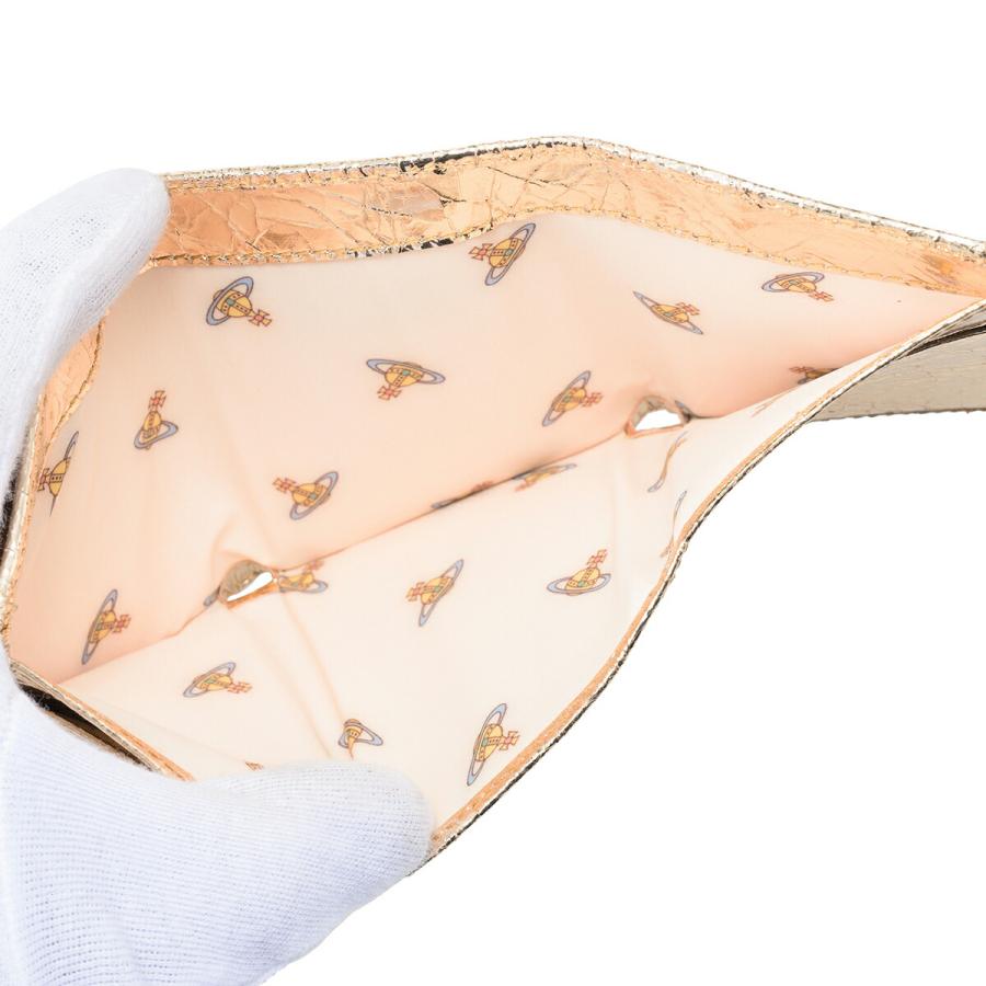 並行輸入 ヴィヴィアン ウエストウッド 3つ折り財布 Vivienne Westwood メタリック クリーシー レザー 5115002TW L00A7 R401ユニセックス ゴールド 金 | Vivienne Westwood | 05