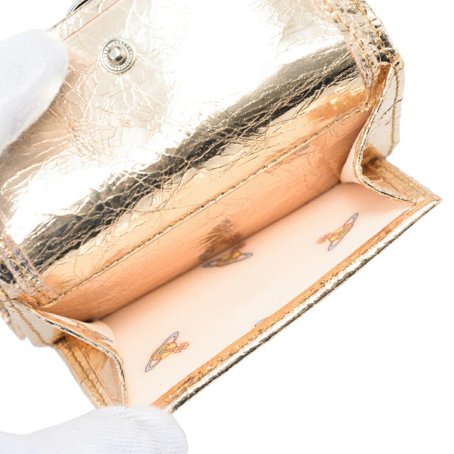 並行輸入 ヴィヴィアン ウエストウッド 3つ折り財布 Vivienne Westwood メタリック クリーシー レザー 5115002TW L00A7 R401ユニセックス ゴールド 金 | Vivienne Westwood | 06