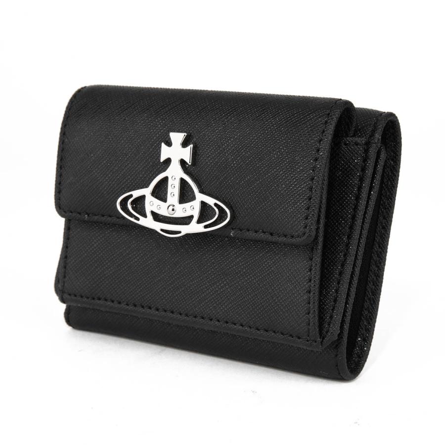 【未使用級】ヴィヴィアンウエストウッド 折り財布 サフィアーノレザー オーブ 黒 Vivienne Westwood（ヴィヴィアンウエストウッド） 並行輸入