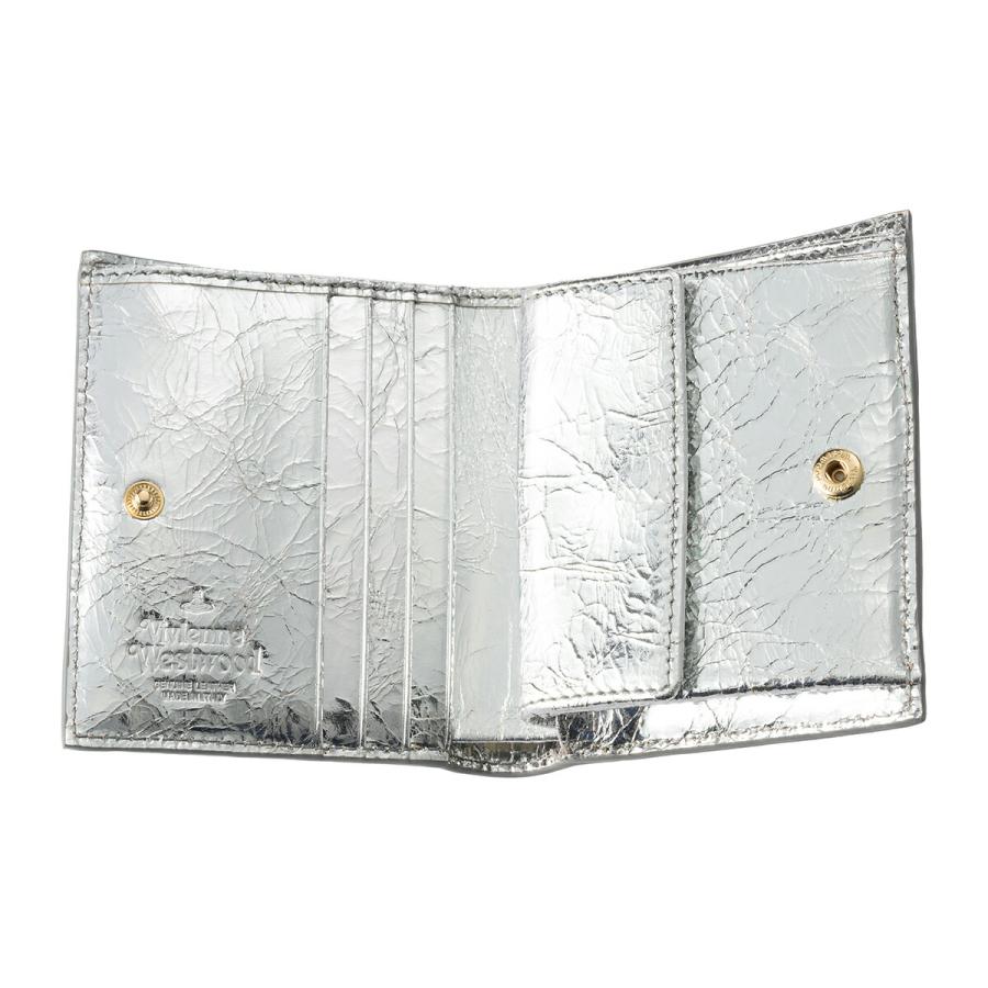 並行輸入 ヴィヴィアン ウエストウッド 2つ折り財布 Vivienne Westwood メタリック クリーシー レザー 51150030W L00A7 Q401ユニセックス シルバー 銀 | Vivienne Westwood | 03