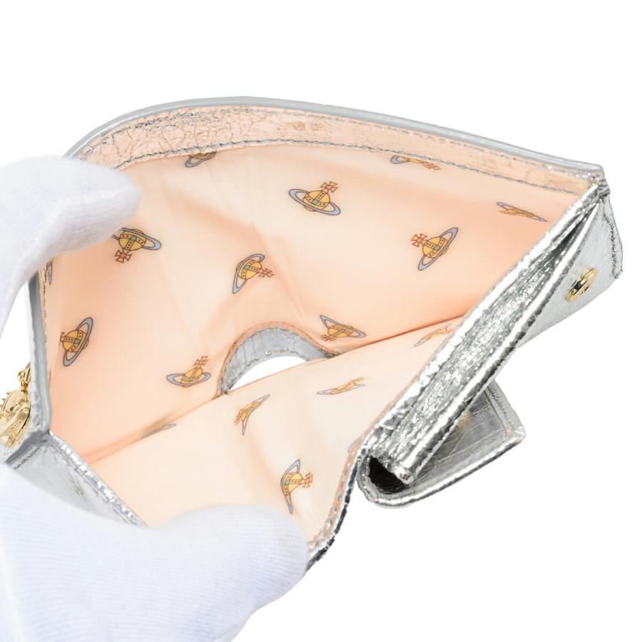 並行輸入 ヴィヴィアン ウエストウッド 2つ折り財布 Vivienne Westwood メタリック クリーシー レザー 51150030W L00A7 Q401ユニセックス シルバー 銀 | Vivienne Westwood | 05