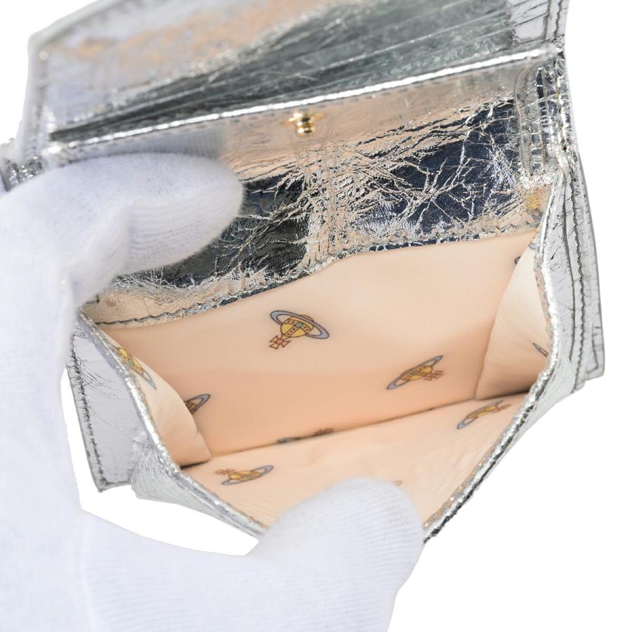 並行輸入 ヴィヴィアン ウエストウッド 2つ折り財布 Vivienne Westwood メタリック クリーシー レザー 51150030W L00A7 Q401ユニセックス シルバー 銀 | Vivienne Westwood | 06