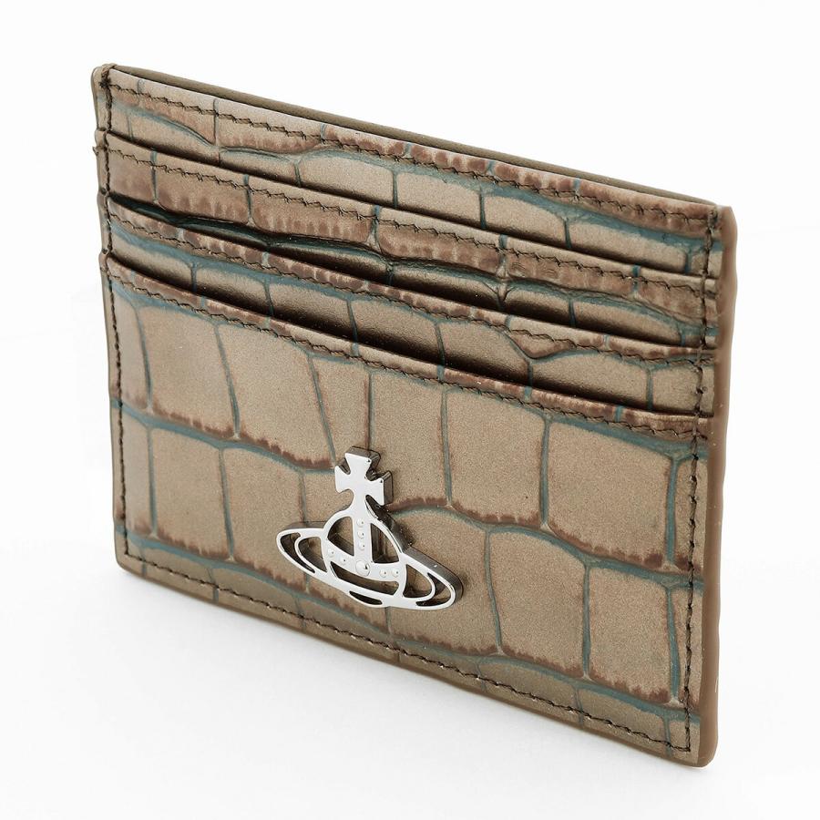 並行輸入 ヴィヴィアン ウエストウッド カードケース Vivienne Westwood エンボスド クロコダイル レザー 54030006W L00A2 D405ユニセックス メタリックブラウン | Vivienne Westwood | 03