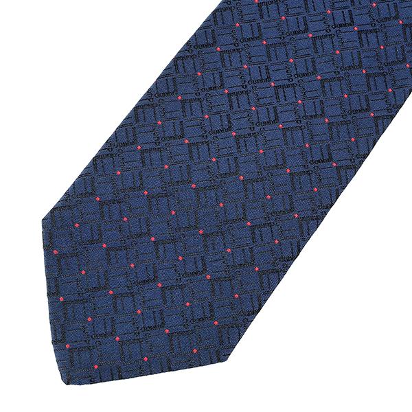 dunhill ネクタイ ブラック ネイビー ドット柄 光沢