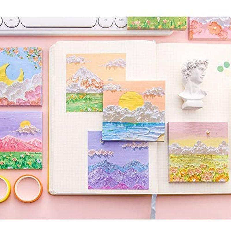 独特な Tarati 付箋 かわいいメモ帳 ポストイットふせん癒し風景立体油絵 ノート メモ帳 手帳 メモ用紙 ふせんかわいい退職 プチギフト メッ Democracia Tv