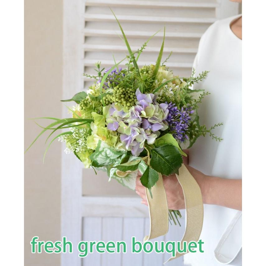 ブーケ　造花　グリーン　クラッチブーケ　フレッシュグリーンブーケ　　完成品