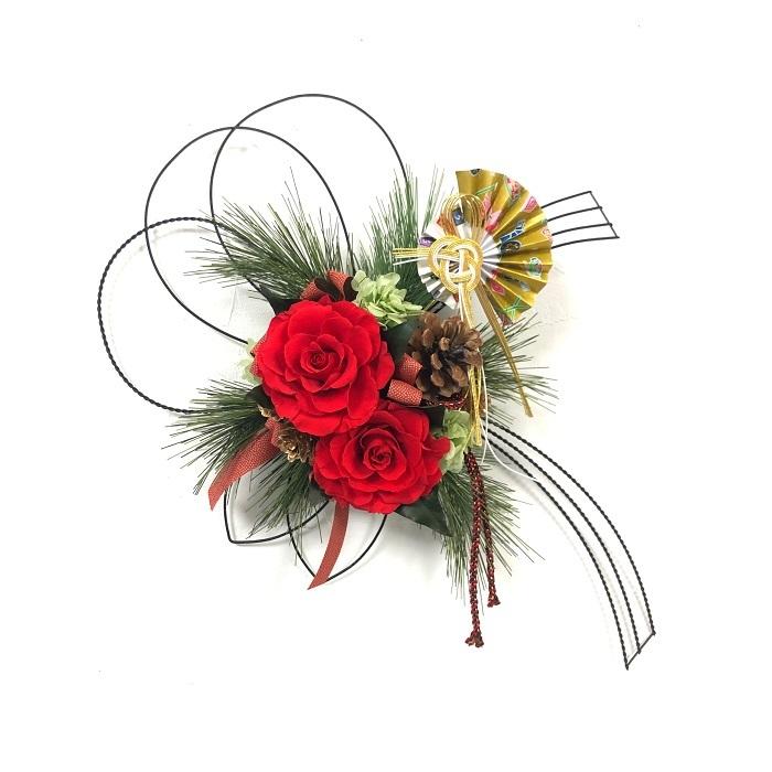 お正月飾り プリザーブドフラワー 完成品 壁掛け : ブルージュフラワー