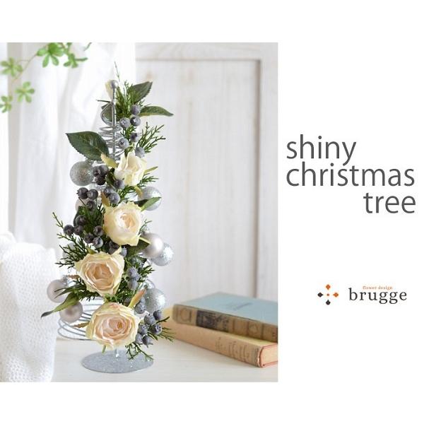 クリスマス 完成品 クリスマスツリー 白 シルバー シャイニー