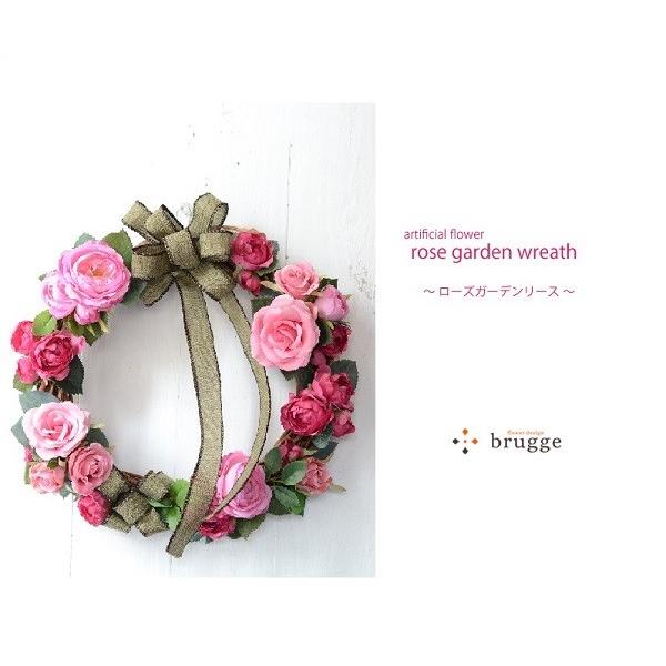 リース 玄関 母の日 花 完成品 造花 ローズガーデンリース バラ ピンク