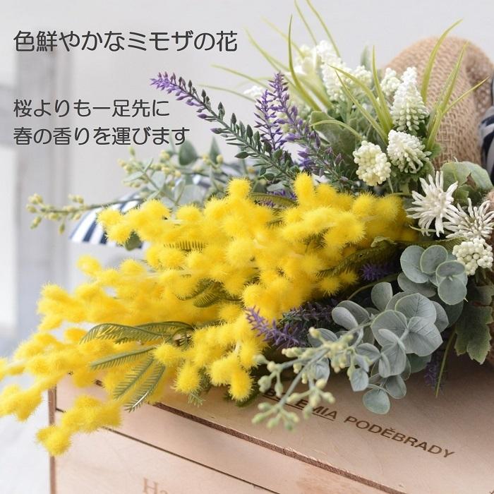 スワッグ 完成品 ミモザ 玄関 玄関リース 造花 新築祝い お洒落 人気 おしゃれ 春 リース  光触媒　｜brugge-flower｜03