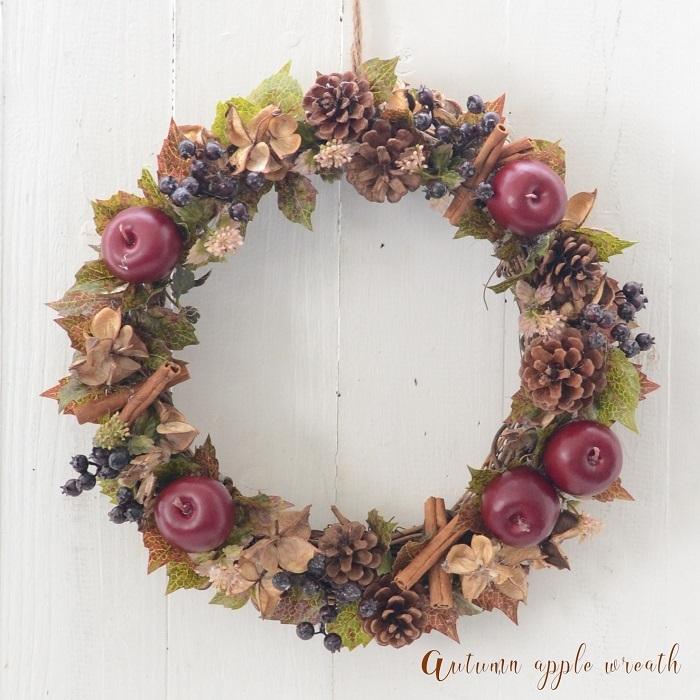 リース 秋 30cm りんご 手作りキット 秋リース シック 玄関 造花 記念品 誕生日 Kw022 ブルージュフラワーショップ 通販 Yahoo ショッピング