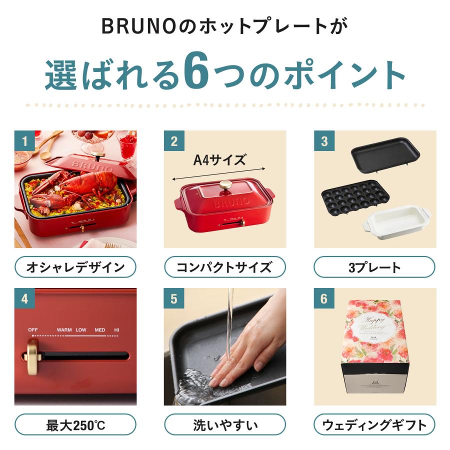 BRUNO（ブルーノ） 7%OFF 公式 コンパクトホットプレート プレート2種