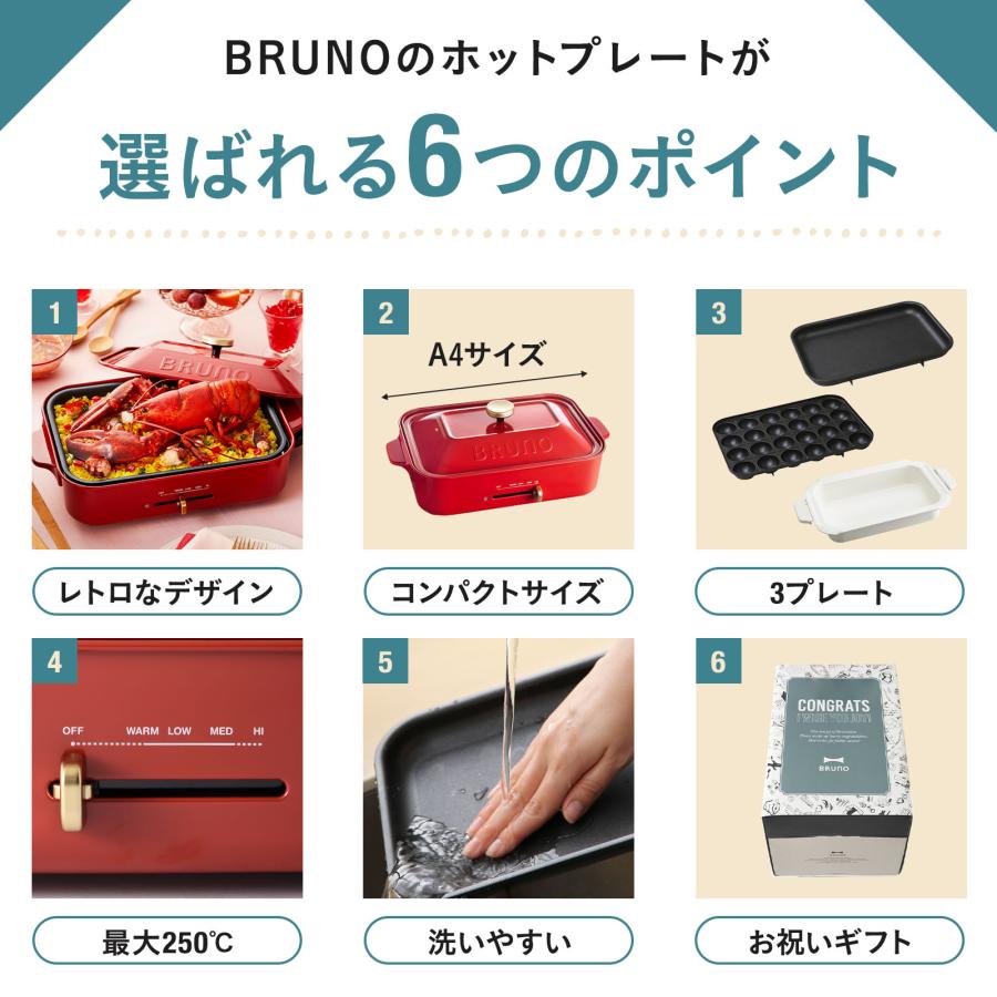 BRUNO 9%OFF ブルーノ ホットプレート おしゃれ コンパクト たこ焼き 