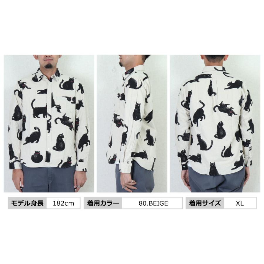 CIAO 猫 シャツ メンズ 猫柄 服 ブランド チャオ 長袖 黒猫 CIAO 猫 シャツ メンズ 猫柄 服 ブランド チャオ 長袖 黒猫