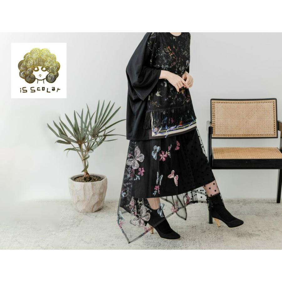 iS ScoLar スカラー scolarスカラー新作 蝶刺繍チュール×ドット iS ScoLar スカラー scolarスカラー新作 蝶刺繍チュール×ドット