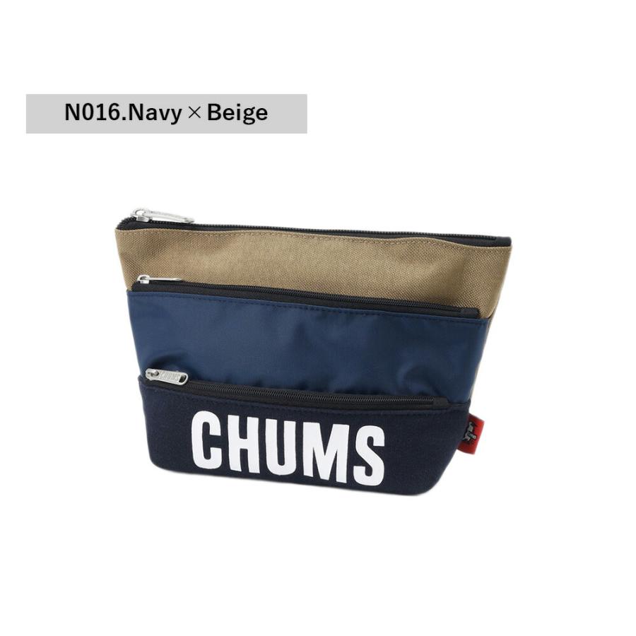 チャムス　3点セット CHUMS ポーチ チャムス 携帯 トリコロール3ポケットポーチ スウェット