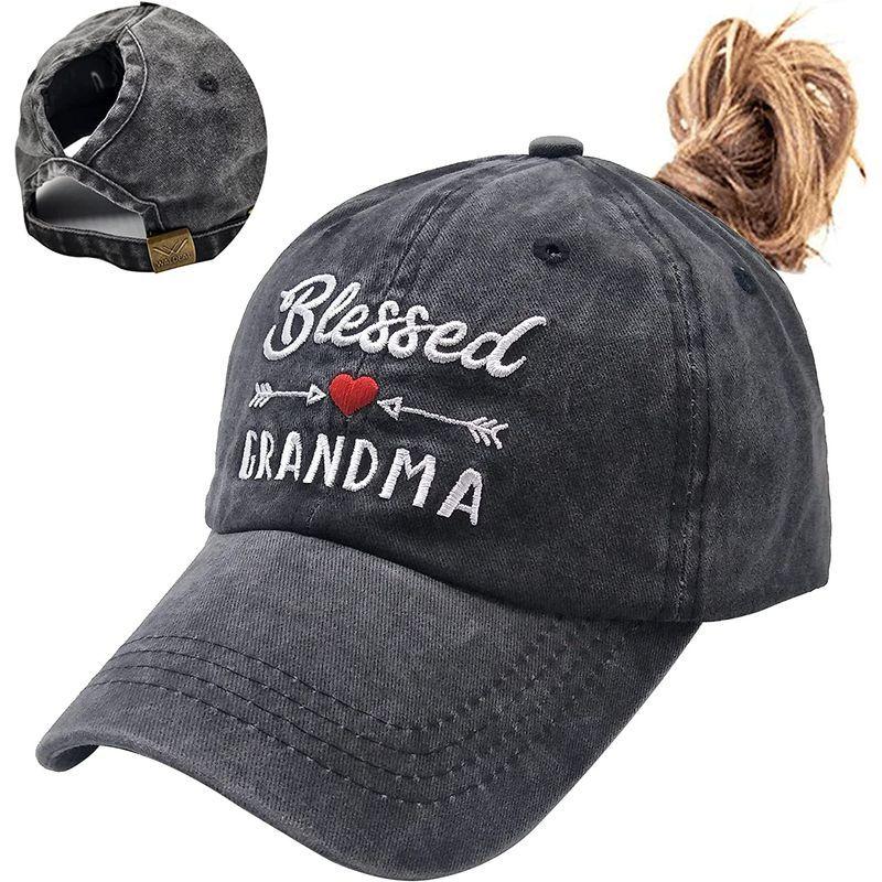 専門ショップ Women's Waldeal Blessed V Adjustable Hat, Ponytail Embroidered Grandma その他帽子