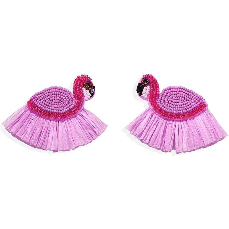 【アウトレット☆送料無料】 Statement Animals Beaded Drop Earrings Parrot Flamingo Swan Tassel Fri イヤリング