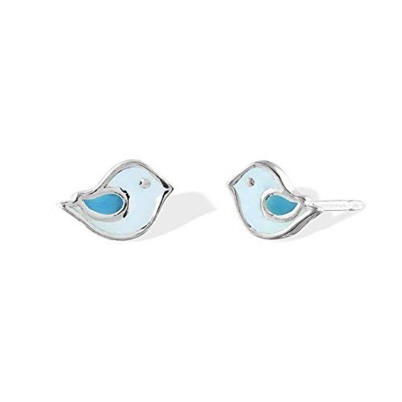 Boma Jewelry Sterling Silver Blue Bird Stud Earrings with Handpainted