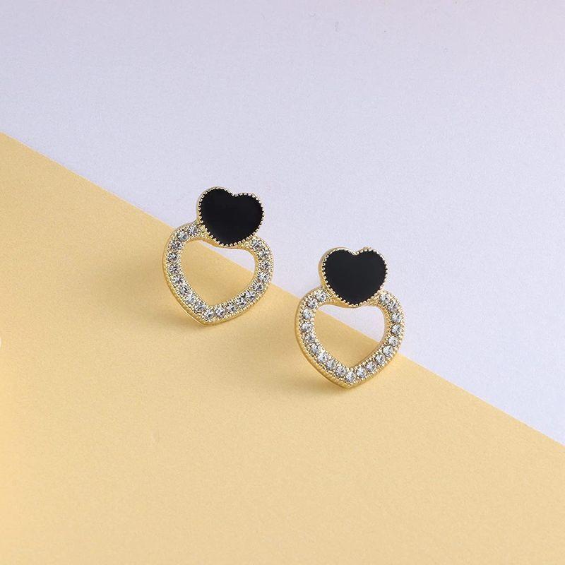 【お得】 Hiprihop Black and Gold Earrings for Women Girls, 925 Sterling Silver イヤリング