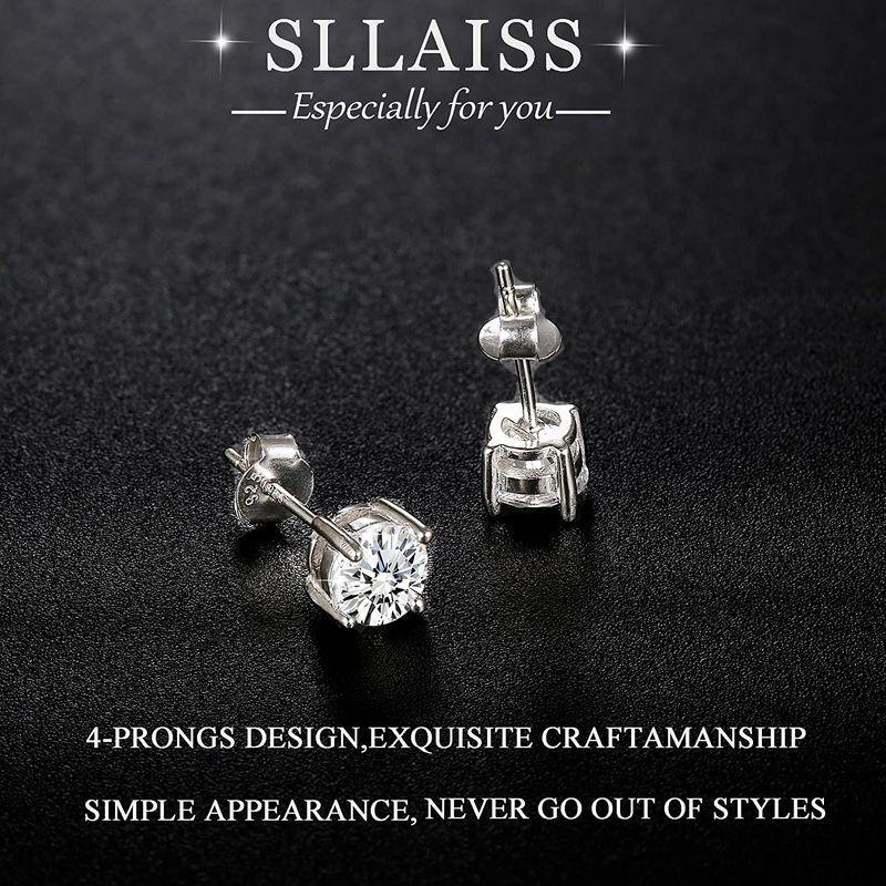 大注目】 Sllaiss 3-6MM Sterling Silver Cubic Zirconia Stud Earrings for Women M  イヤリング - expressalgo.com
