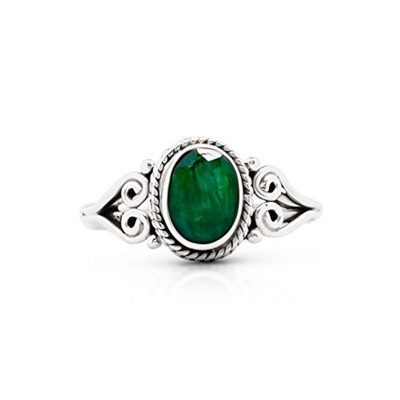 安い購入 Koral Tr Silver Sterling 925 Ring Ethnic Small Emerald Created Jewelry 指輪