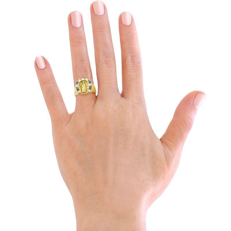 最高級のスーパー of Lady Horseshoe Plated Gold Yellow 18K Savlano Guadalupe Mary Virgin 指輪