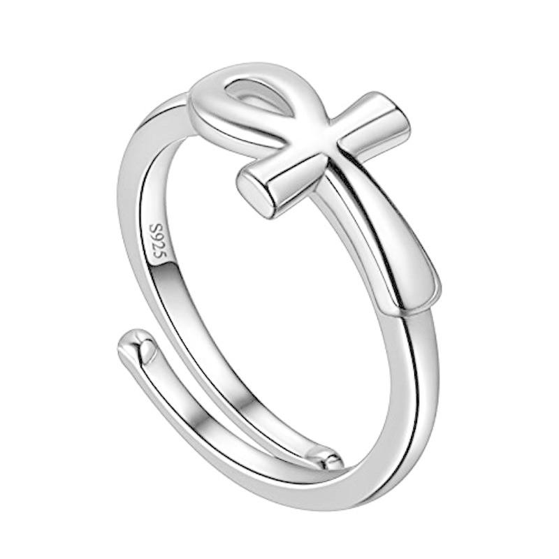 国内外の人気集結！ Ankh Adjustable Ring Cross Ankh Egyptian Symbol Sterl 925 Ring Promise 指輪
