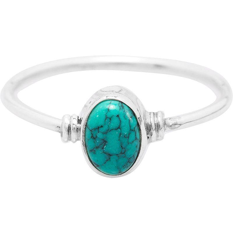 【１着でも送料無料】 Koral Jewelry Synthetic Turquoise Oval Delicate Ring 925 Sterling Silv 指輪