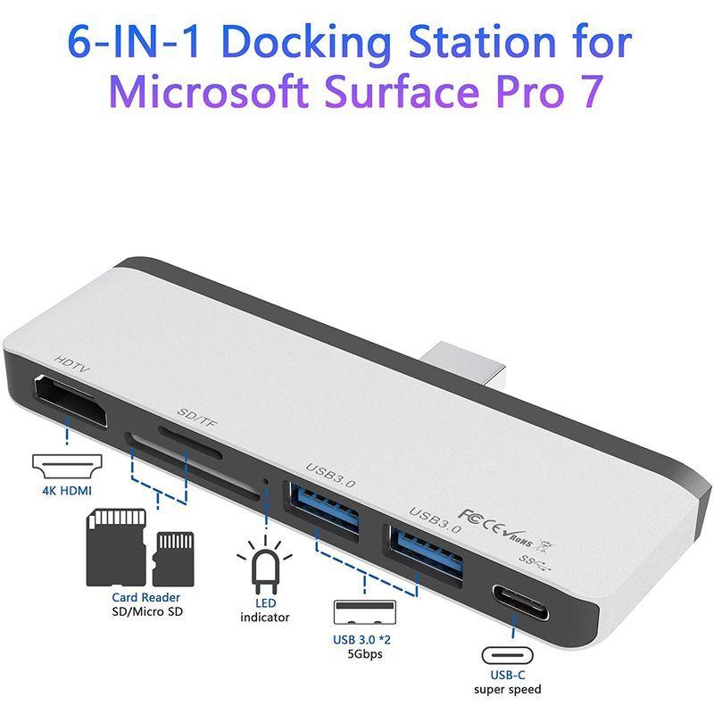 【後払い手数料無料】 Surface Pro 4K with Dock 2019 Pro Surface Aluminum 6-in-2 Hub, C USB 7 USBポートロック