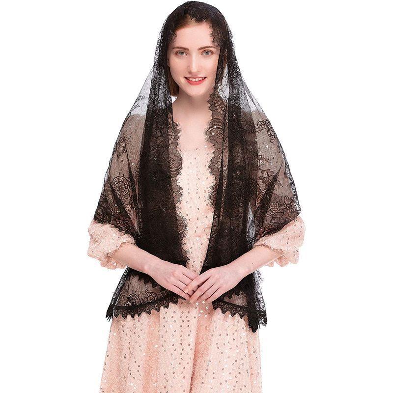 人気の新作 Lace Spanish Veil Chapel Pamor Floral H Mass Shawl Wrap Veils Mantilla ブライダルアクセセット