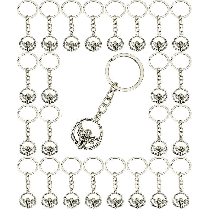 【信頼】 Angel Guardian Keychain Angel Circle Silver 32PCS PHAETON Charm Ri Key キーホルダー、キーリング